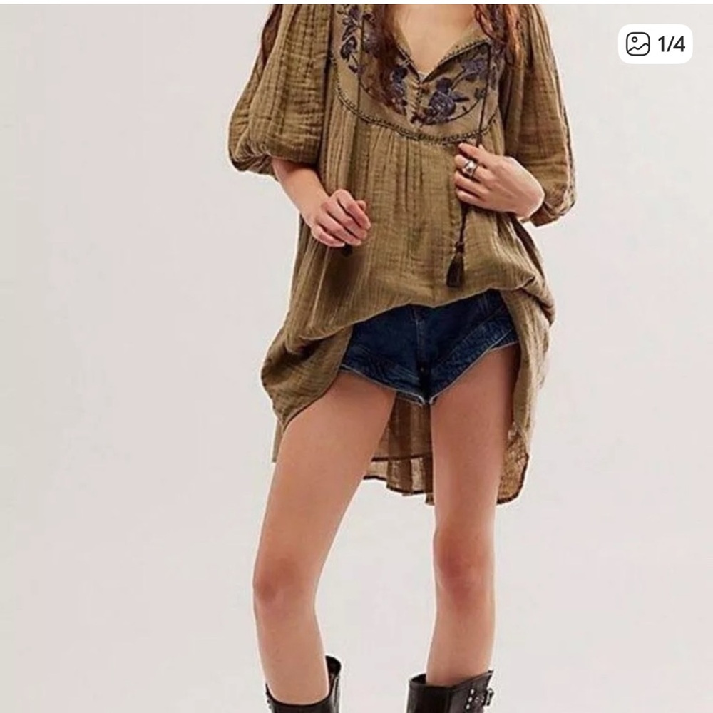 Free People Brown Embroidered Dress
